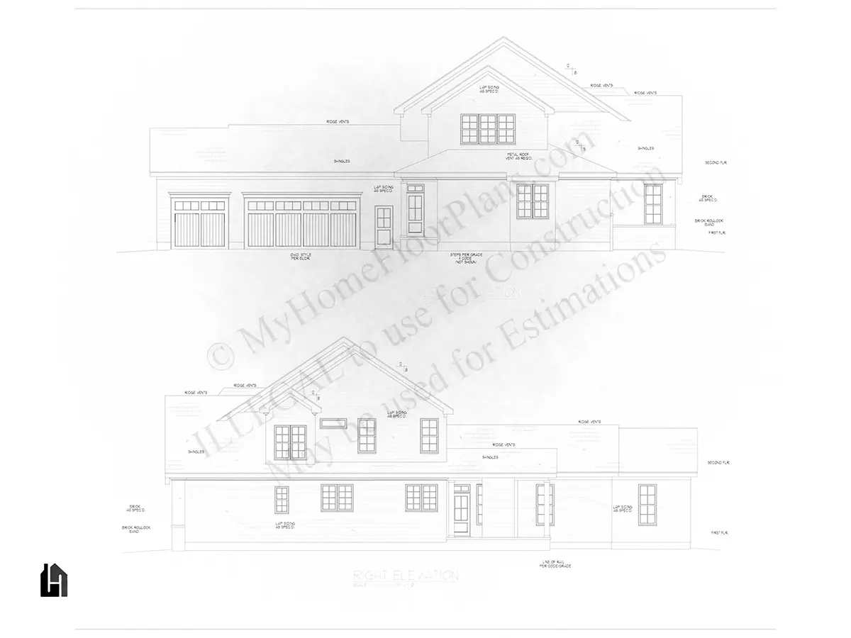Fasadai 23 – Dviejų aukštų namo projektas 351 m², 4 Miegamieji — 93928R