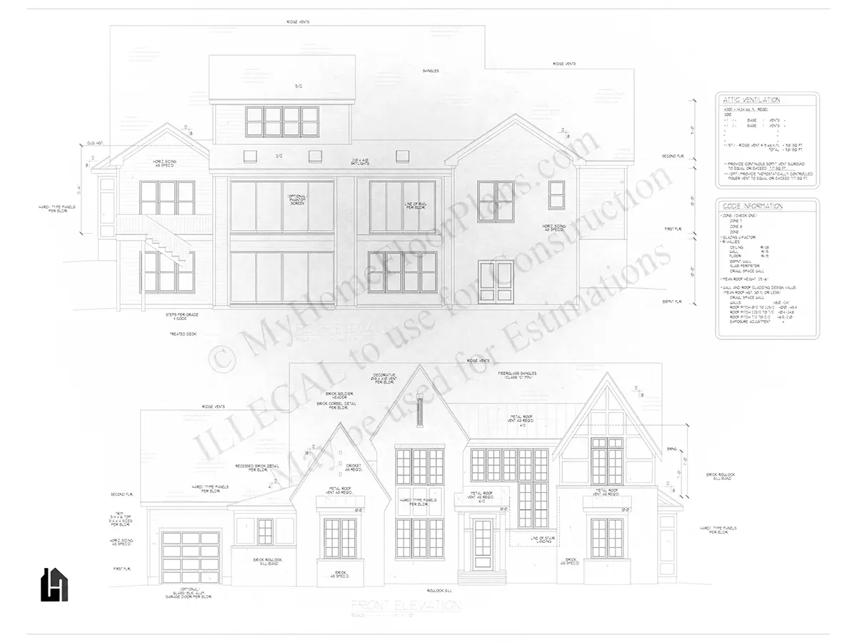 Fasadai 21 – Dviejų aukštų namo projektas 553 m², 4 Miegamieji — 34919R