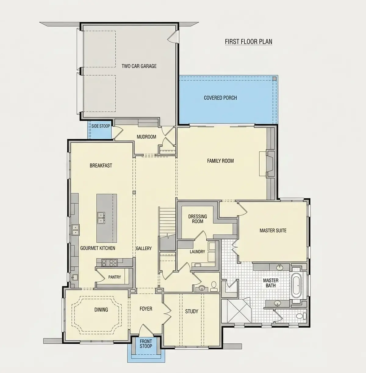 Pirmas Aukštas 25 – Dviejų aukštų namo projektas 433 m², 4 Miegamieji — 51188R