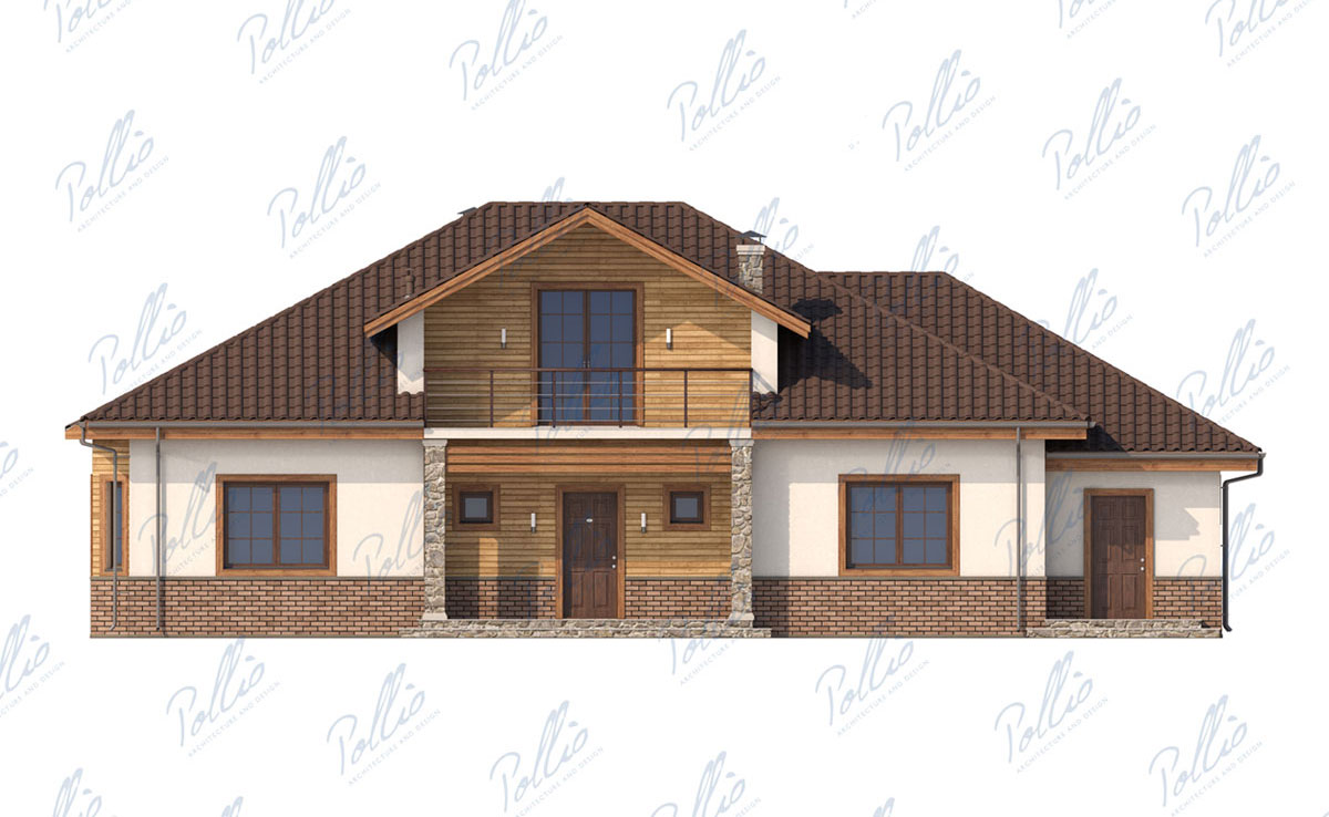 Namo projektas su mansarda 268 m² su 2 miegamaisiais, 2 voniomis ir namų kino sale