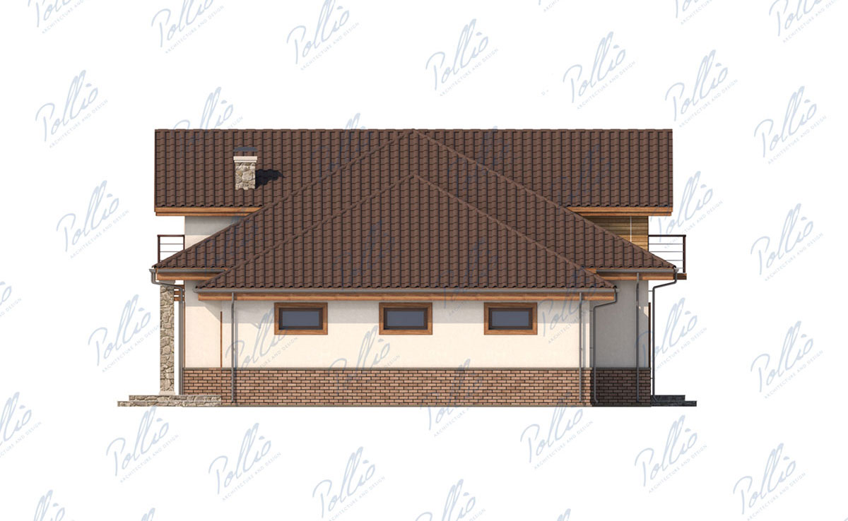 Namo projektas su mansarda 268 m² su 2 miegamaisiais, 2 voniomis ir namų kino sale