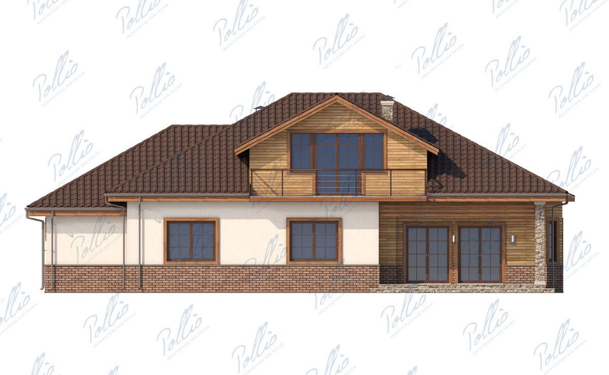 Namo projektas su mansarda 268 m² su 2 miegamaisiais, 2 voniomis ir namų kino sale