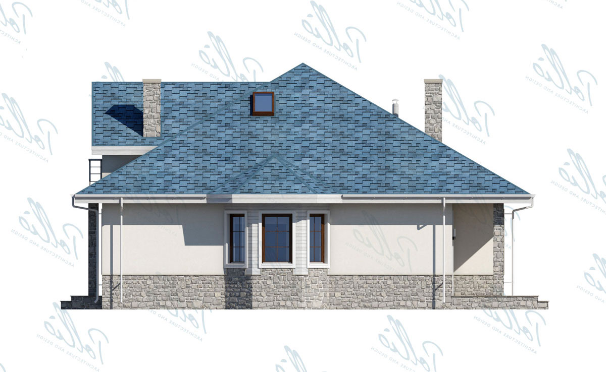 Namo projektas su mansarda 164 m²: 4 Miegamieji, Darbo kambarys, 3 Vonios, Atvira virtuvė, be Garažo