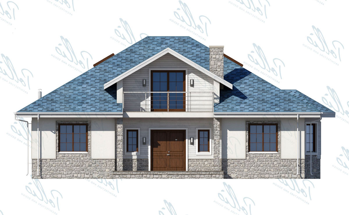 Namo projektas su mansarda 164 m²: 4 Miegamieji, Darbo kambarys, 3 Vonios, Atvira virtuvė, be Garažo