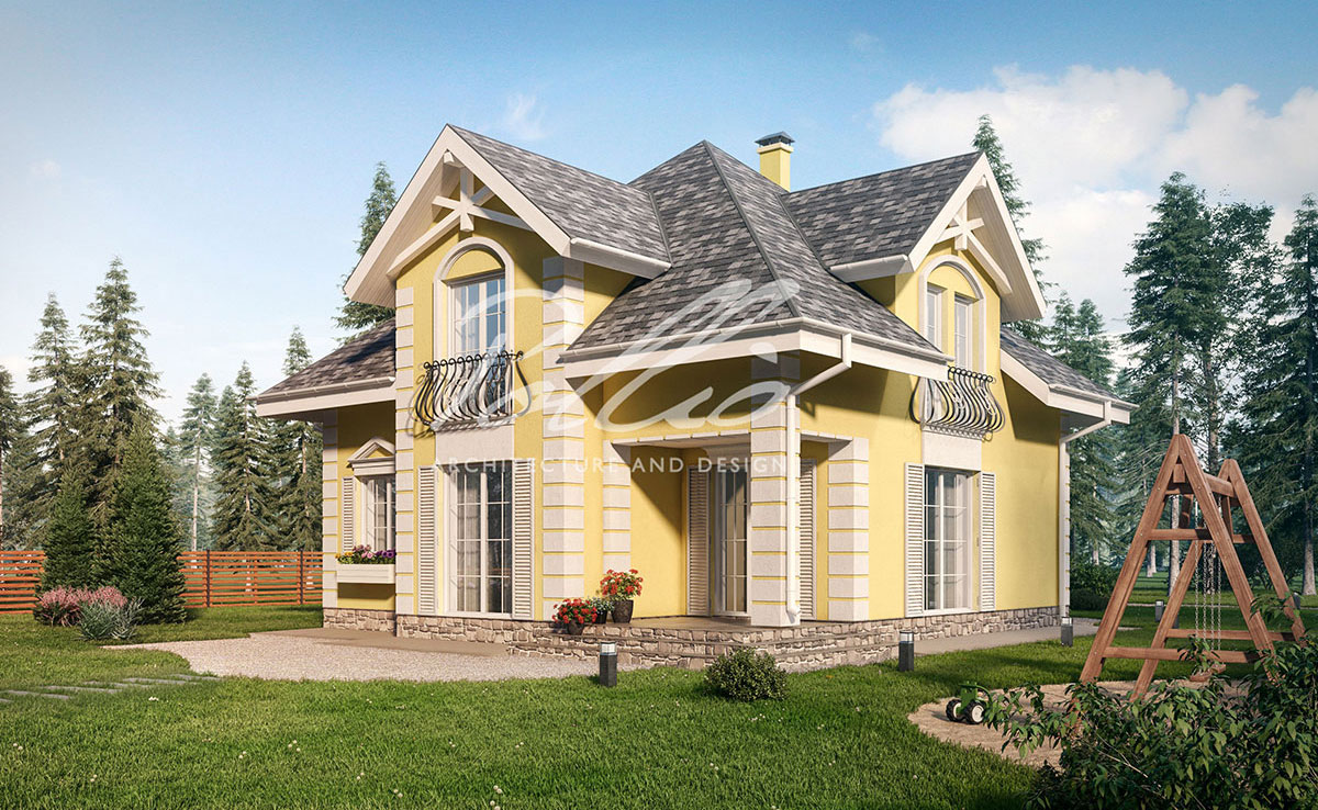 Namo projektas su mansarda 170 m²: 4 Miegamieji, 4 Vonios, Atvira virtuvė, be Garažo