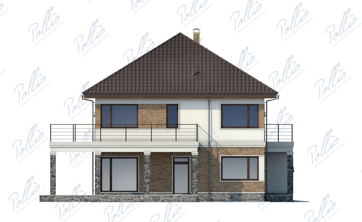 Dviejų aukštų namo projektas 245 m²: 3 Miegamieji, Darbo kambarys, 3 Vonios, Atvira virtuvė, Garažas