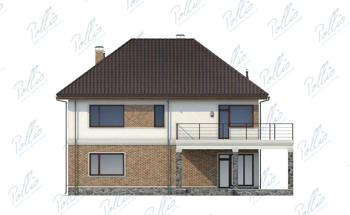 Dviejų aukštų namo projektas 245 m²: 3 Miegamieji, Darbo kambarys, 3 Vonios, Atvira virtuvė, Garažas