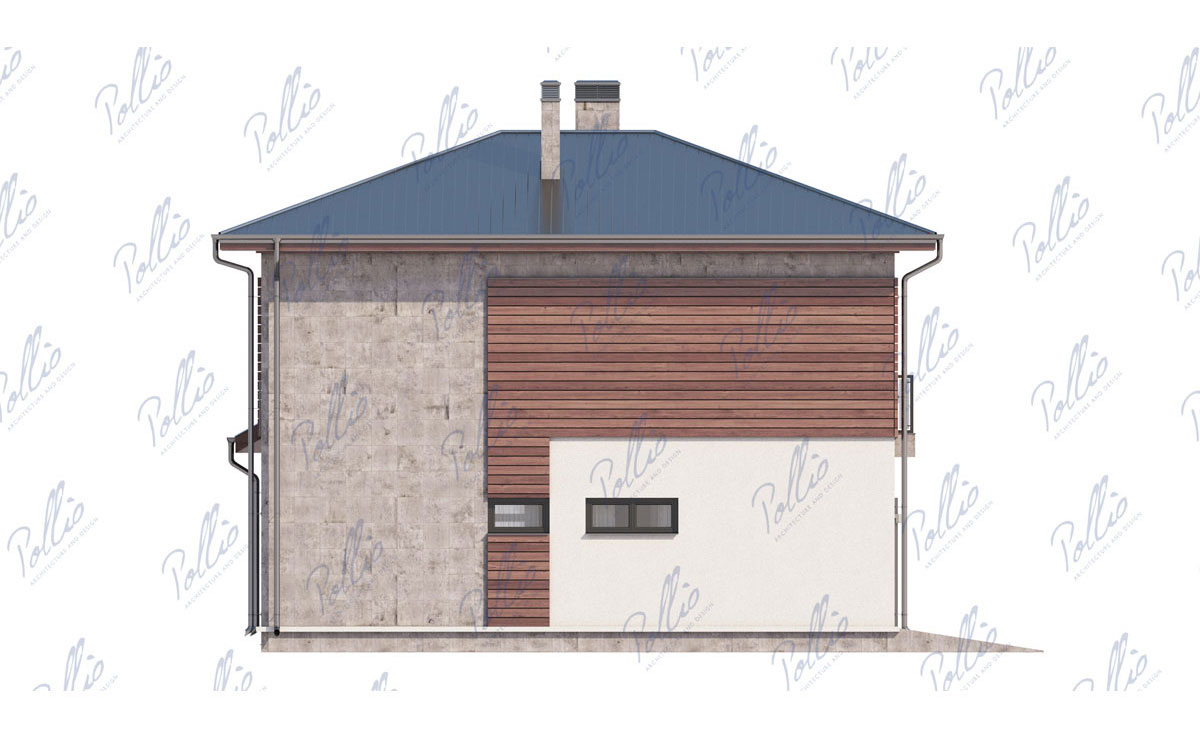 Dviejų aukštų namo projektas 236 m²: 4 Miegamieji, Darbo kambarys, 3 Vonios, Atvira virtuvė, Garažas