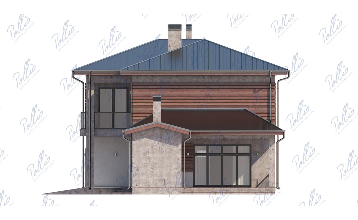 Dviejų aukštų namo projektas 236 m²: 4 Miegamieji, Darbo kambarys, 3 Vonios, Atvira virtuvė, Garažas