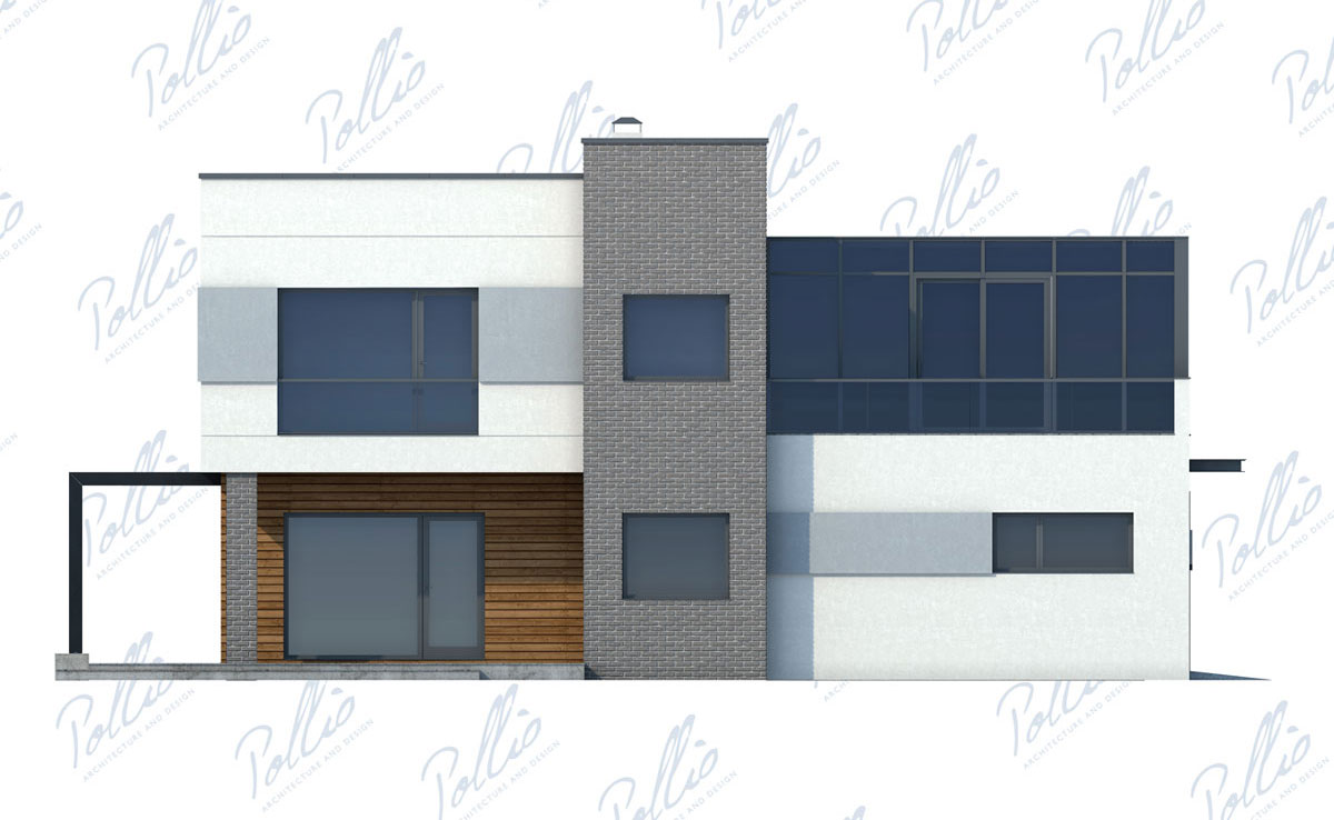 Dviejų aukštų namo projektas 216 m²: 3 Miegamieji, Darbo kambarys, 3 Vonios, Atvira virtuvė, Garažas