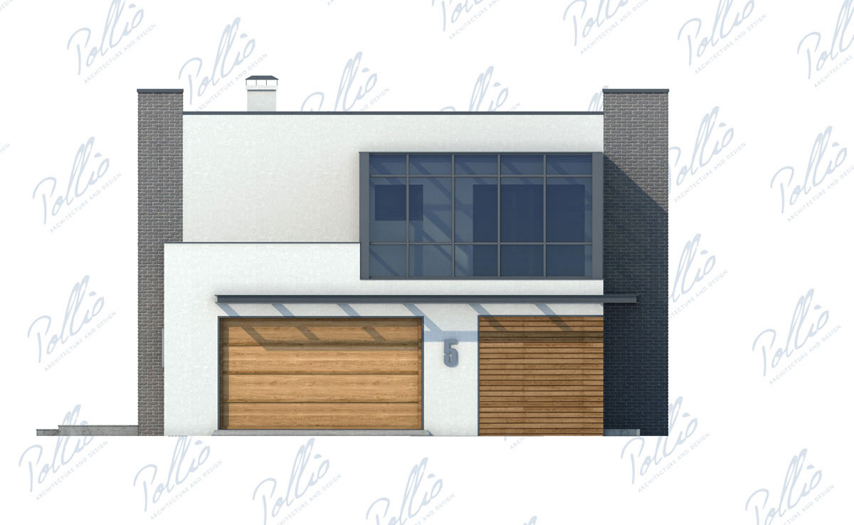 Dviejų aukštų namo projektas 216 m²: 3 Miegamieji, Darbo kambarys, 3 Vonios, Atvira virtuvė, Garažas