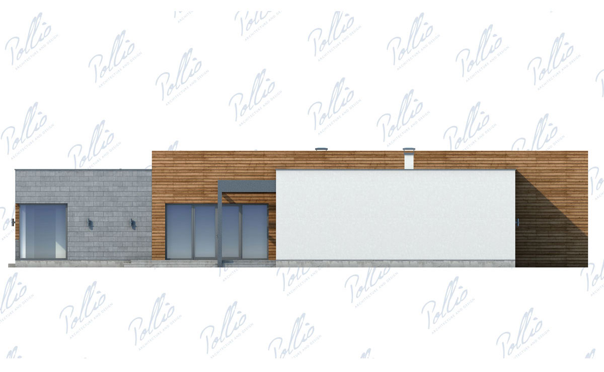Vieno aukšto namo projektas 203 m²: 3 Miegamieji, Darbo kambarys, 3 Vonios, Atvira virtuvė, Garažas