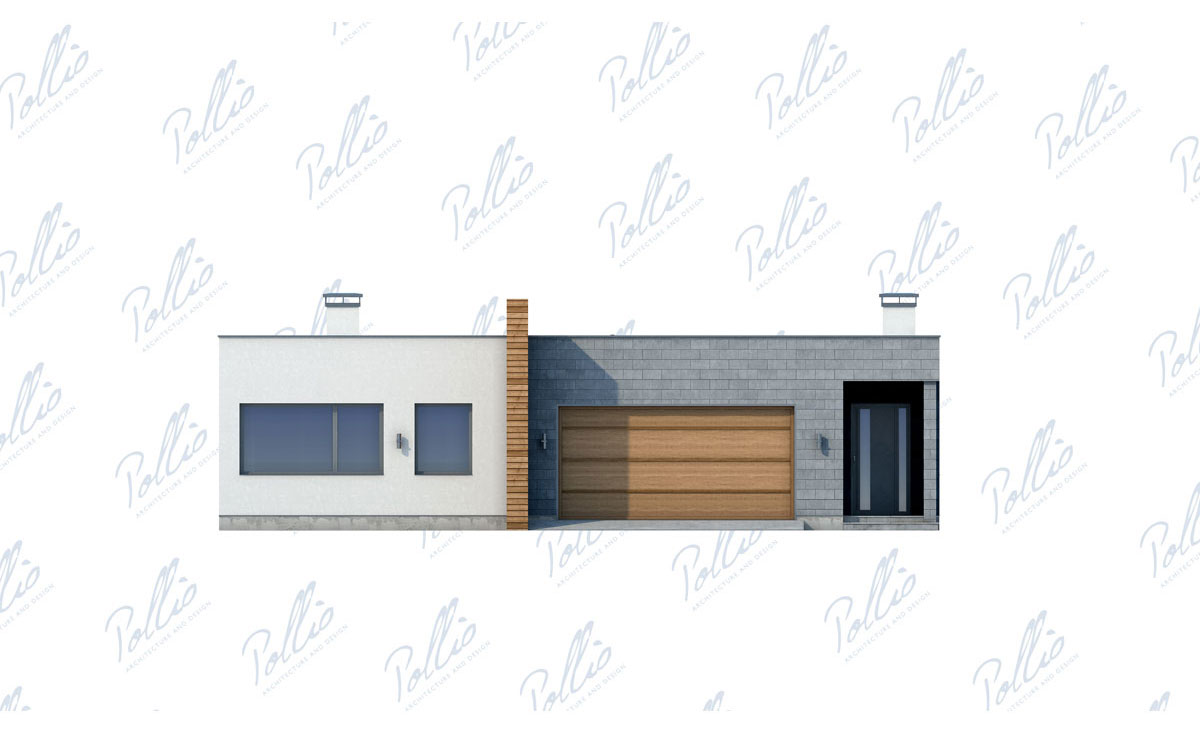 Vieno aukšto namo projektas 203 m²: 3 Miegamieji, Darbo kambarys, 3 Vonios, Atvira virtuvė, Garažas
