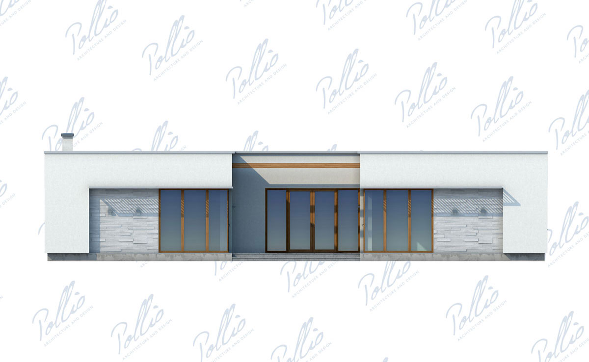 Vieno aukšto namo projektas 233 m²: 3 Miegamieji, Darbo kambarys, 3 Vonios, Atvira virtuvė, Garažas