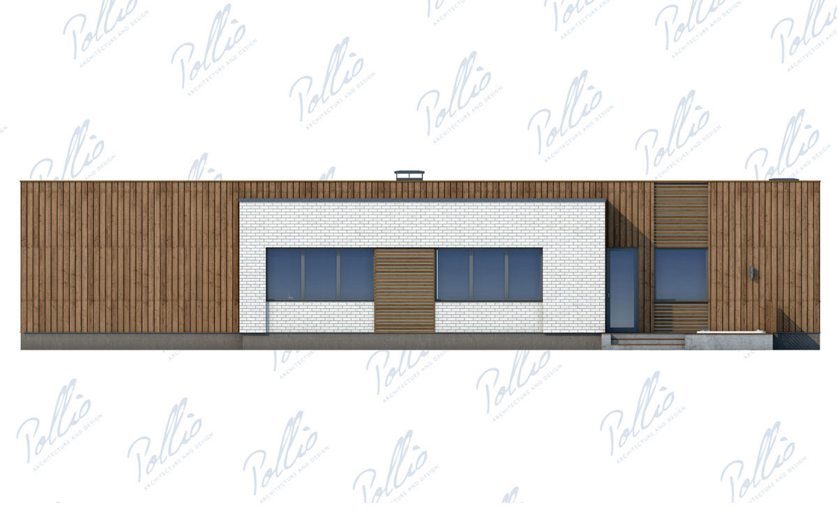 Vieno aukšto namo projektas 217 m²: 3 Miegamieji, Darbo kambarys, 4 Vonios, Atvira virtuvė, be Garažo