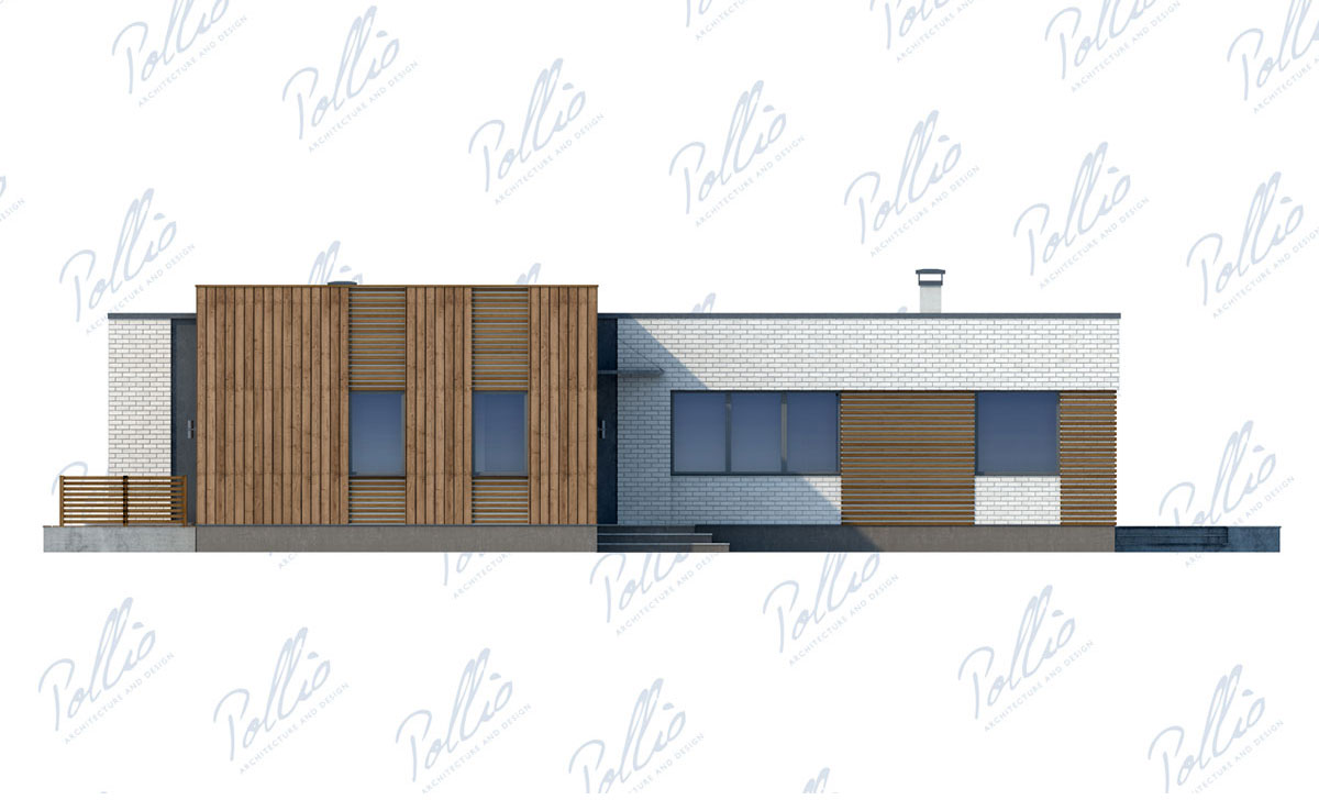 Vieno aukšto namo projektas 217 m²: 3 Miegamieji, Darbo kambarys, 4 Vonios, Atvira virtuvė, be Garažo