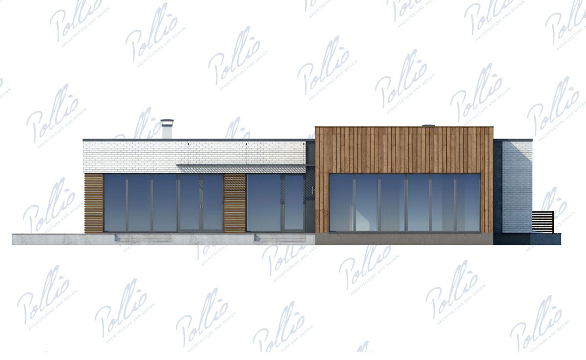 Vieno aukšto namo projektas 217 m²: 3 Miegamieji, Darbo kambarys, 4 Vonios, Atvira virtuvė, be Garažo