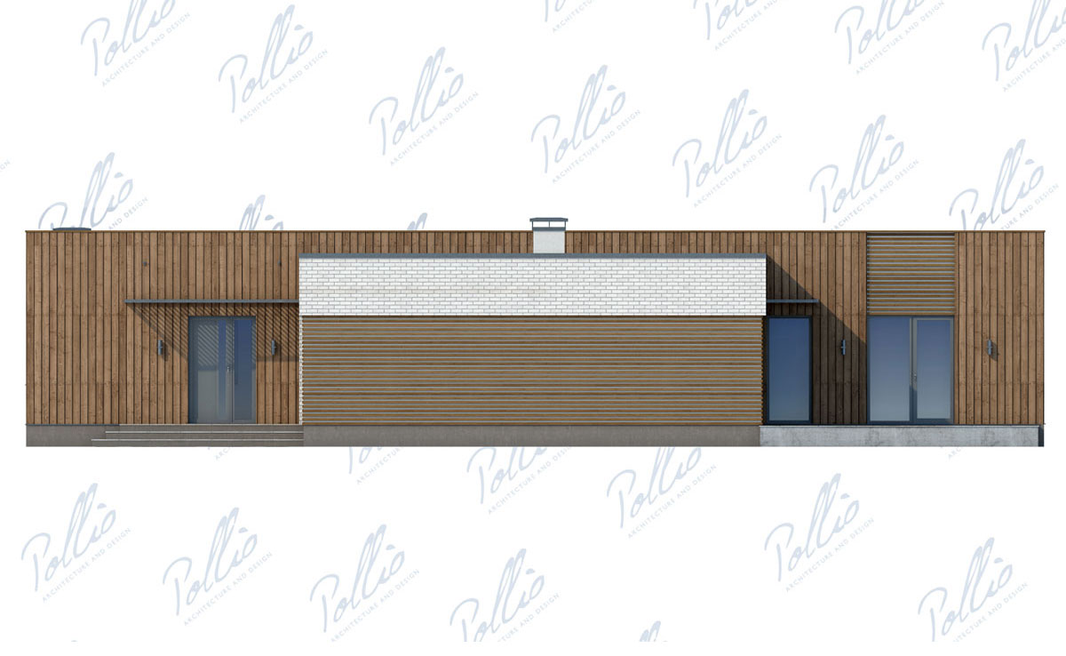 Vieno aukšto namo projektas 217 m²: 3 Miegamieji, Darbo kambarys, 4 Vonios, Atvira virtuvė, be Garažo