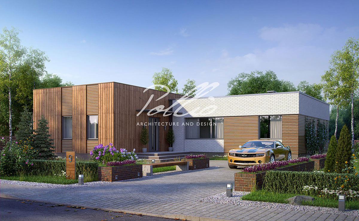 Vieno aukšto namo projektas 217 m²: 3 Miegamieji, Darbo kambarys, 4 Vonios, Atvira virtuvė, be Garažo
