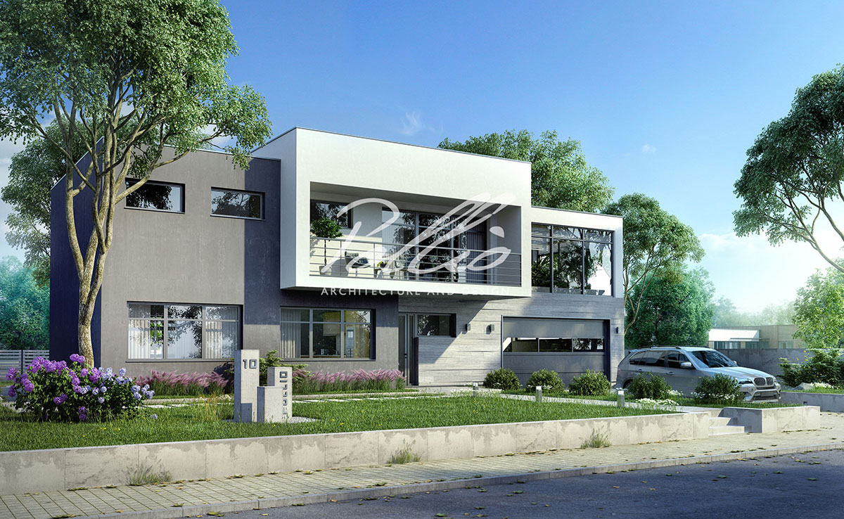 Dviejų aukštų namo projektas 263 m²: 3 Miegamieji, Darbo kambarys, 3 Vonios, Atvira virtuvė, Garažas