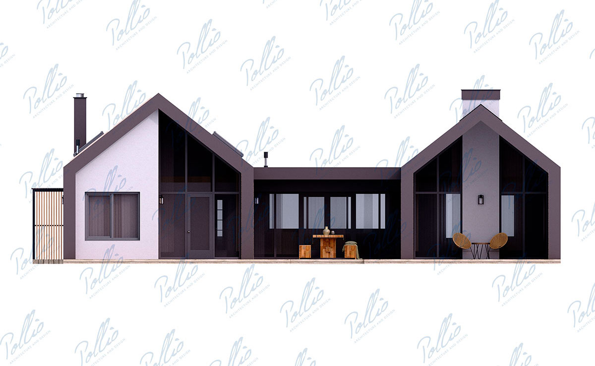 Namo projektas su mansarda 132 m²: 3 Miegamieji, 2 Vonios, Atvira virtuvė, be Garažo