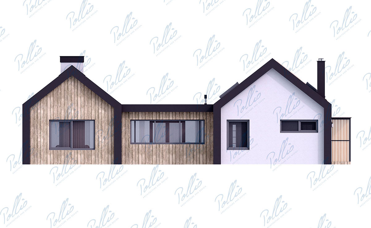 Namo projektas su mansarda 132 m²: 3 Miegamieji, 2 Vonios, Atvira virtuvė, be Garažo