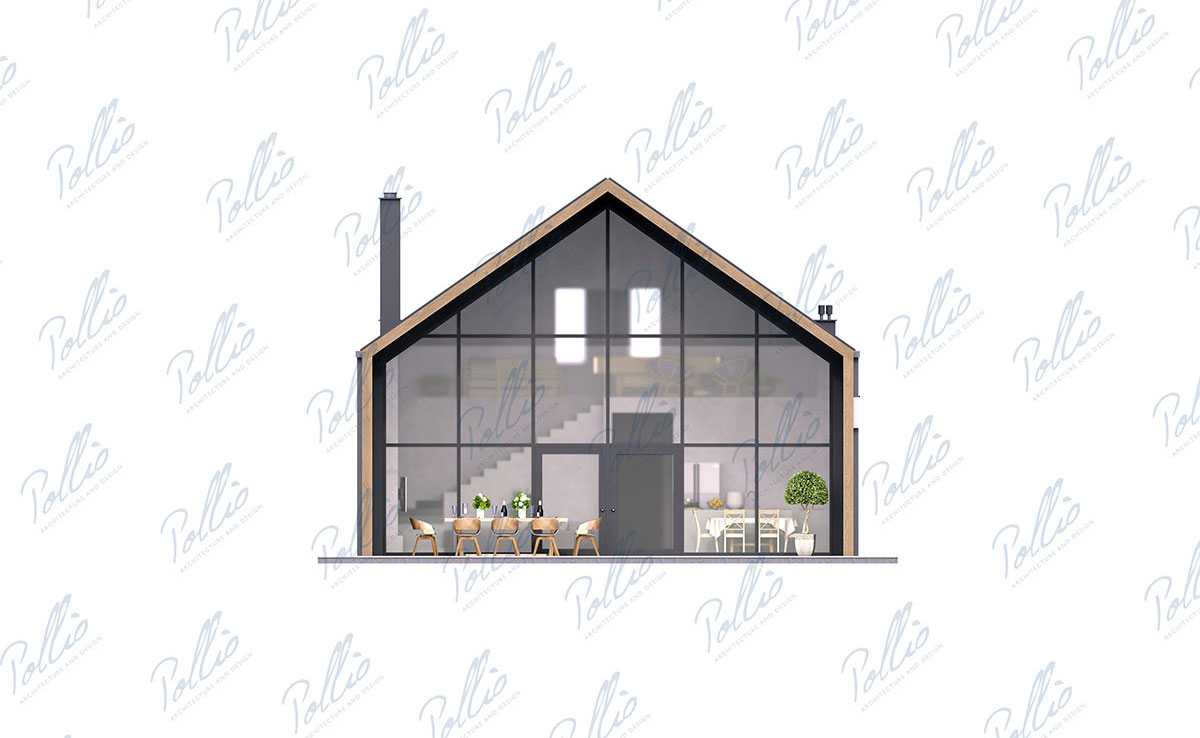 Namo projektas su mansarda 195 m²: 4 Miegamieji, 2 Vonios, Atvira virtuvė, be Garažo