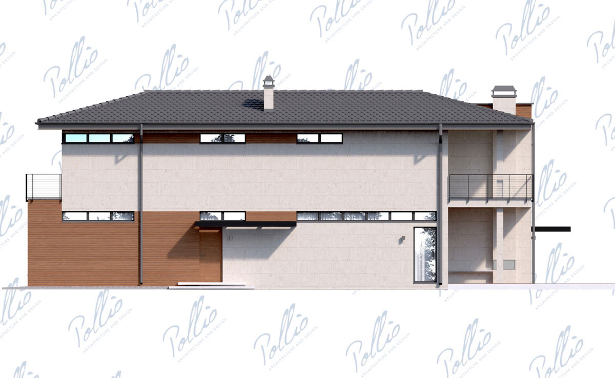 Dviejų aukštų namo projektas 194 m²: 3 Miegamieji, Darbo kambarys, 3 Vonios, be Garažo