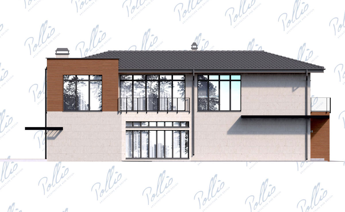 Dviejų aukštų namo projektas 194 m²: 3 Miegamieji, Darbo kambarys, 3 Vonios, be Garažo