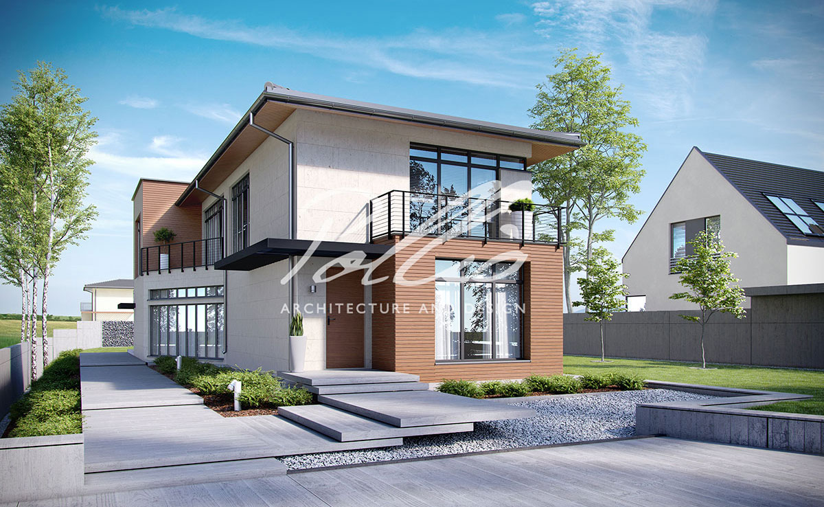 Dviejų aukštų namo projektas 194 m²: 3 Miegamieji, Darbo kambarys, 3 Vonios, be Garažo