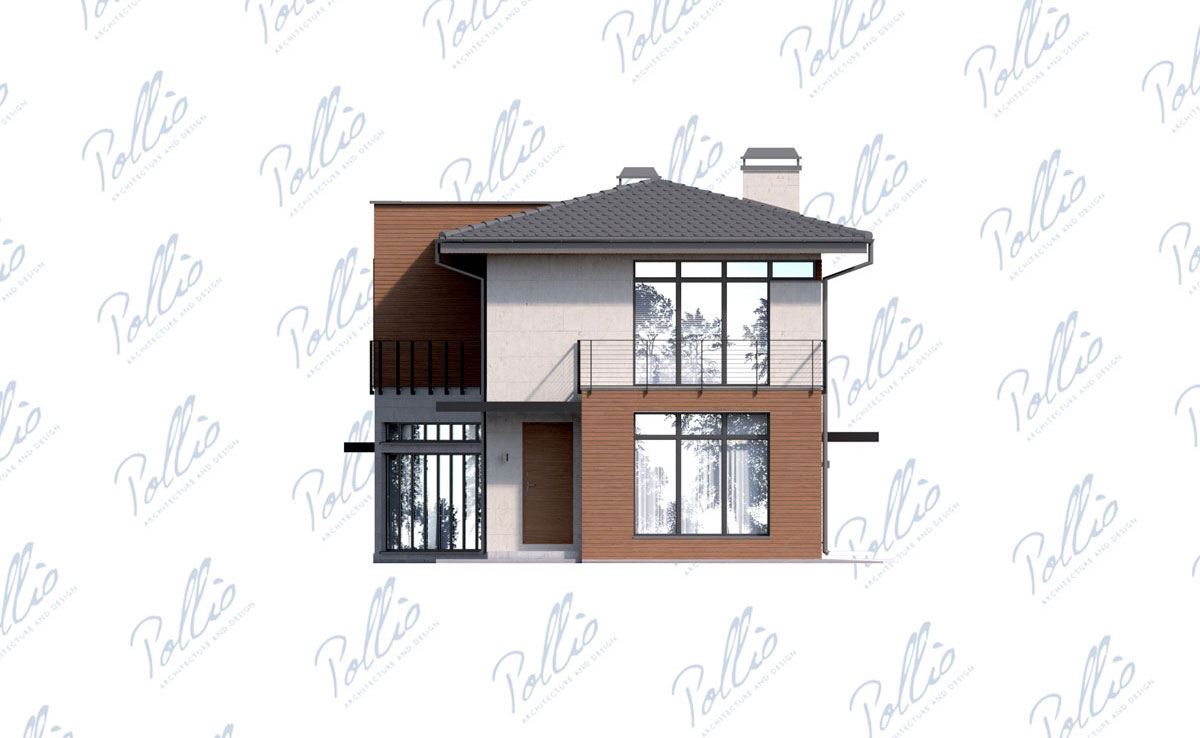 Dviejų aukštų namo projektas 194 m²: 3 Miegamieji, Darbo kambarys, 3 Vonios, be Garažo