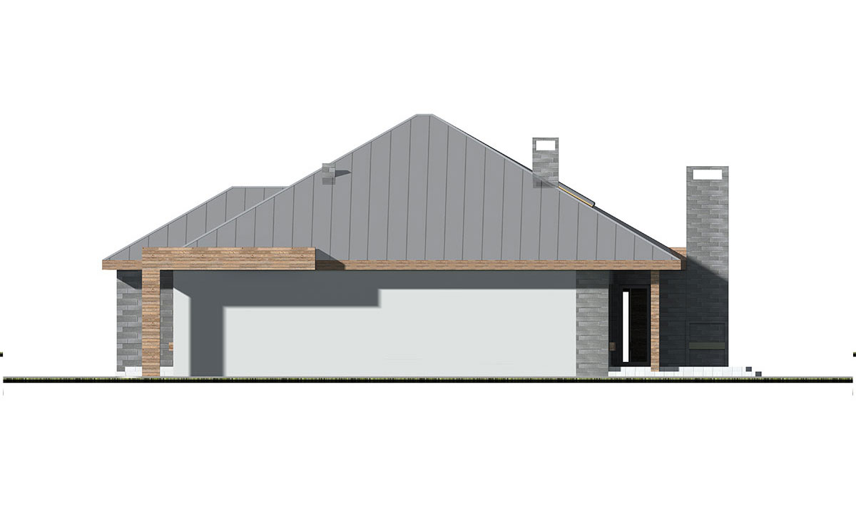 Vieno aukšto namo projektas 187 m²: 4 Miegamieji, 3 Vonios, Atvira virtuvė, Garažas
