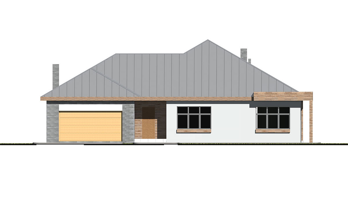 Vieno aukšto namo projektas 187 m²: 4 Miegamieji, 3 Vonios, Atvira virtuvė, Garažas