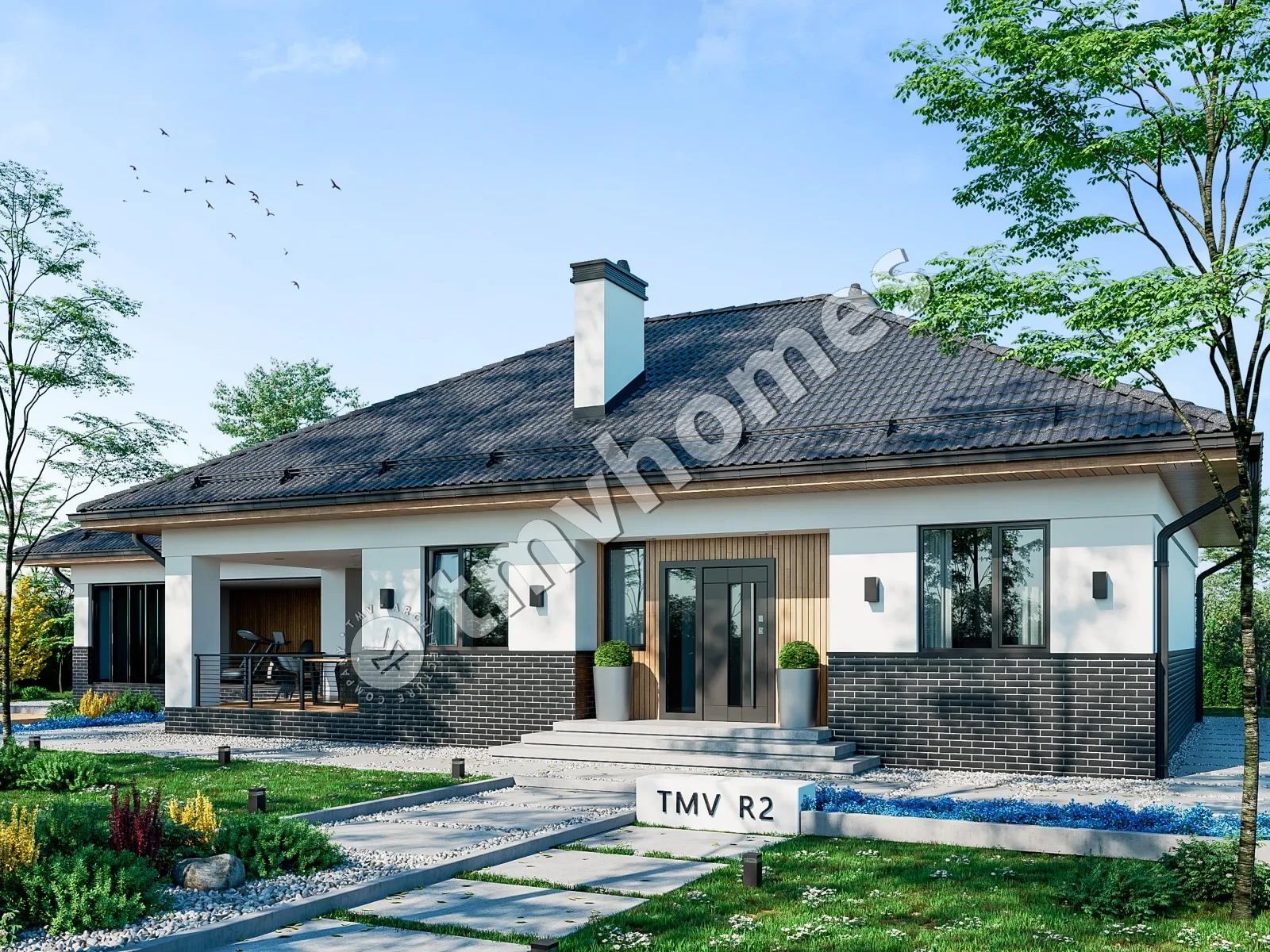 Vieno aukšto namo projektas 135 m²: 2 Miegamieji, 1 Vonios, be Garažo