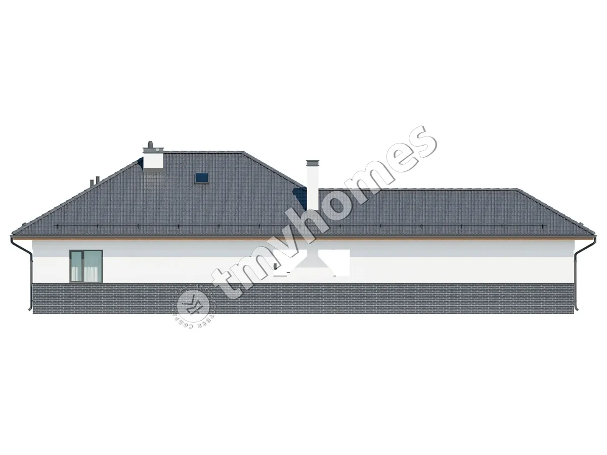 Vieno aukšto namo projektas 135 m²: 2 Miegamieji, 1 Vonios, be Garažo
