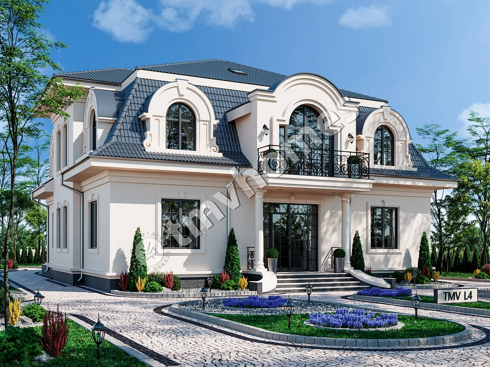 Dviejų aukštų namo projektas 358 m²: 4 Miegamieji, 4 Vonios, be Garažo