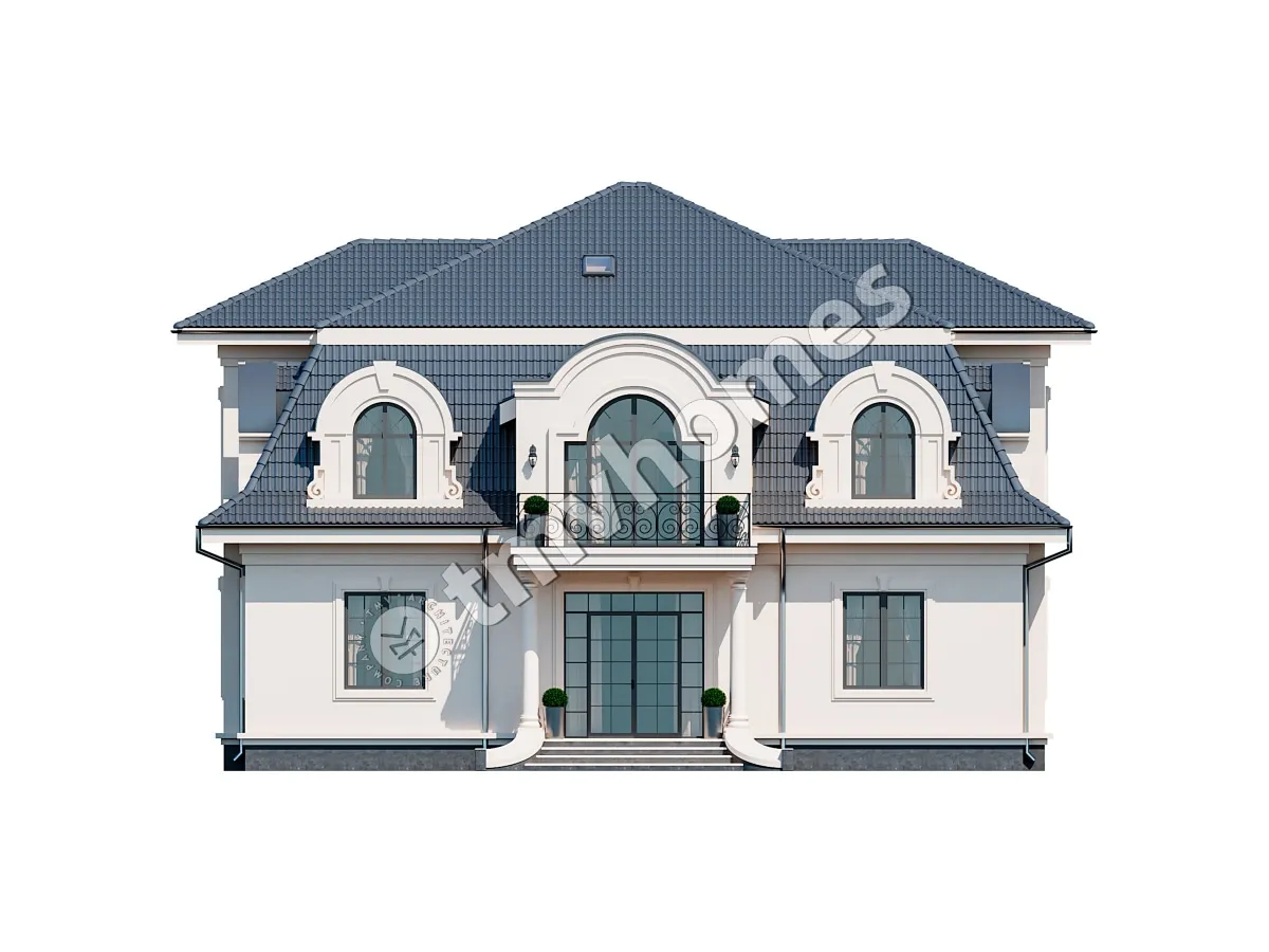 Dviejų aukštų namo projektas 358 m²: 4 Miegamieji, 4 Vonios, be Garažo