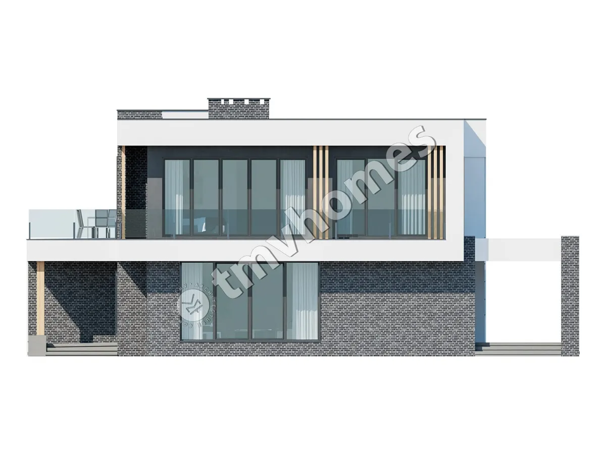 Dviejų aukštų namo projektas 329 m²: 5 Miegamieji, 3 Vonios, Atvira virtuvė, be Garažo