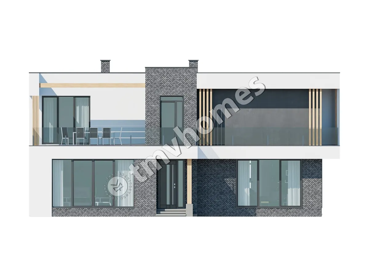 Dviejų aukštų namo projektas 329 m²: 5 Miegamieji, 3 Vonios, Atvira virtuvė, be Garažo