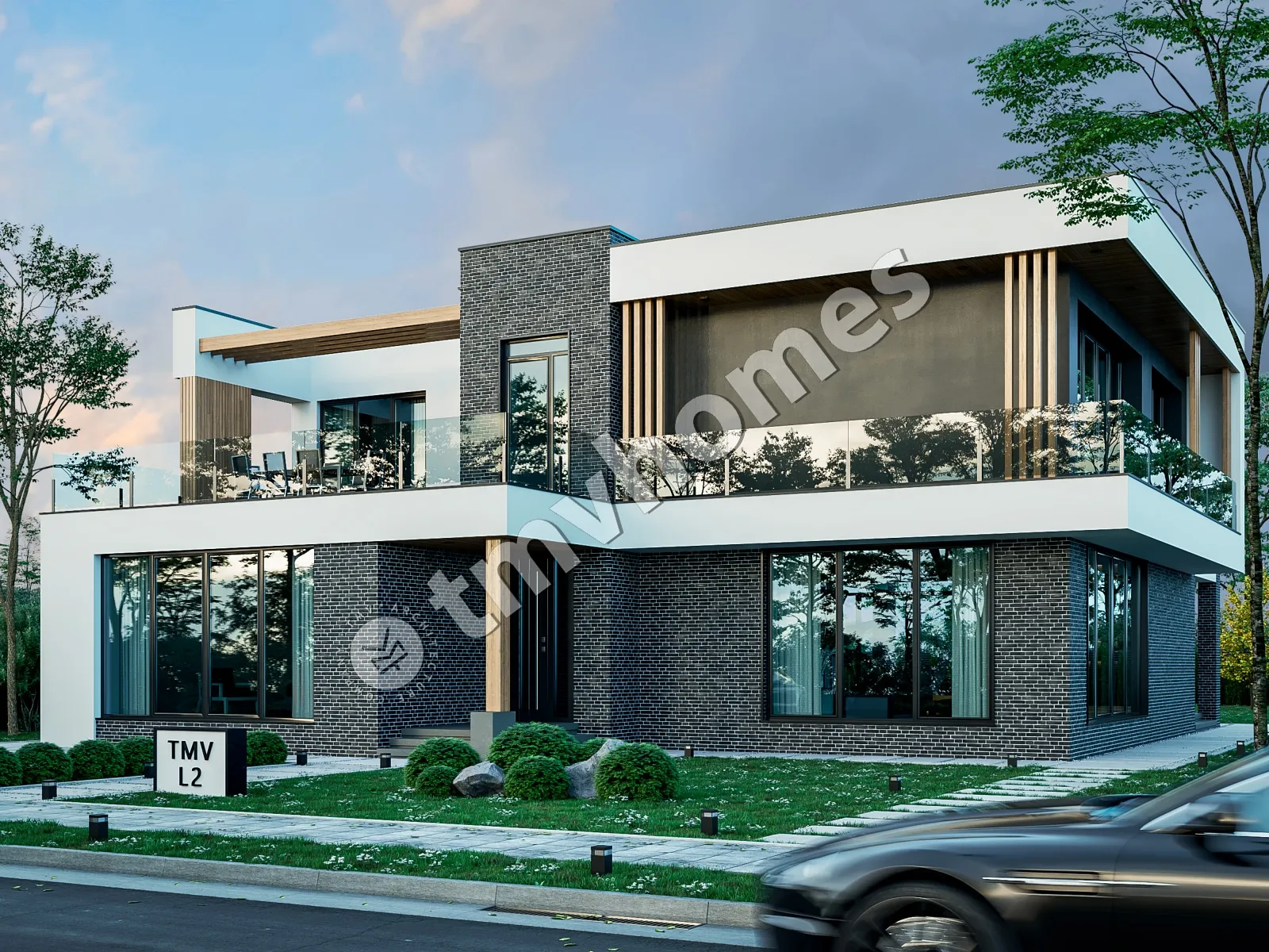 Dviejų aukštų namo projektas 329 m²: 5 Miegamieji, 3 Vonios, Atvira virtuvė, be Garažo
