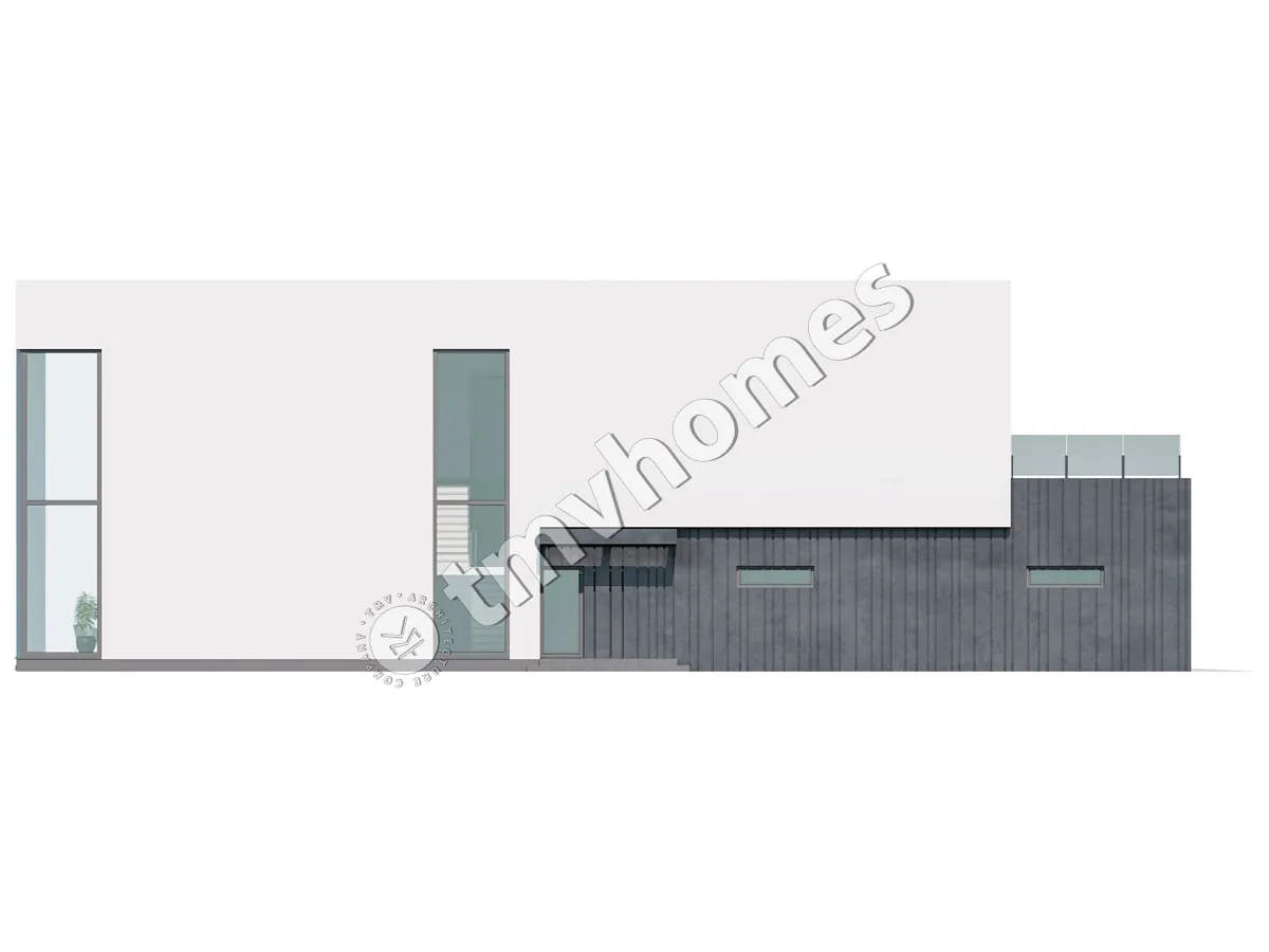 Dviejų aukštų namo projektas 415 m²: 3 Miegamieji, Darbo kambarys, 4 Vonios, Atvira virtuvė, Garažas