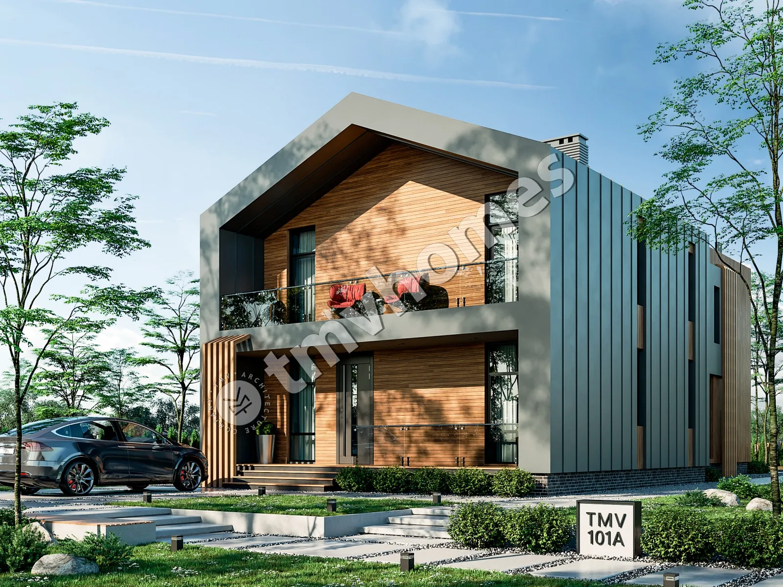 Namo projektas su mansarda 224 m²: 3 Miegamieji, Darbo kambarys, 3 Vonios, Atvira virtuvė, be Garažo
