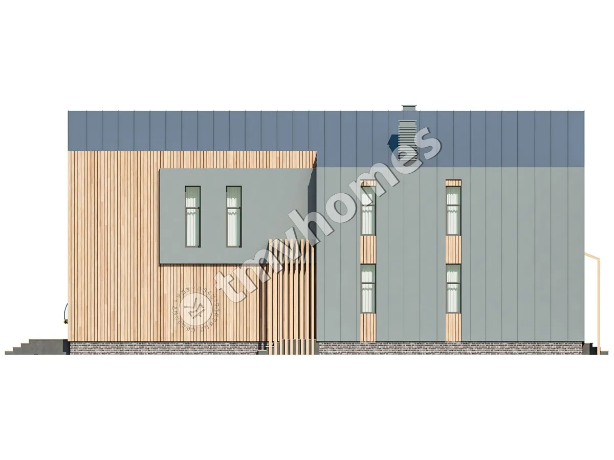 Namo projektas su mansarda 224 m²: 3 Miegamieji, Darbo kambarys, 3 Vonios, Atvira virtuvė, be Garažo