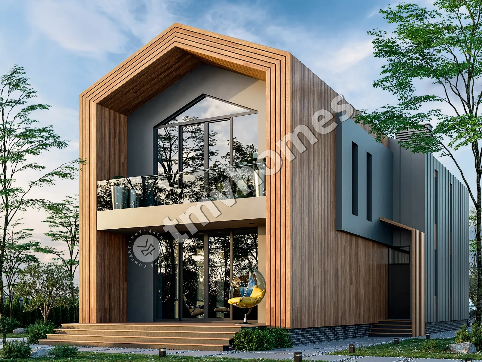 Namo projektas su mansarda 224 m²: 3 Miegamieji, Darbo kambarys, 3 Vonios, Atvira virtuvė, be Garažo