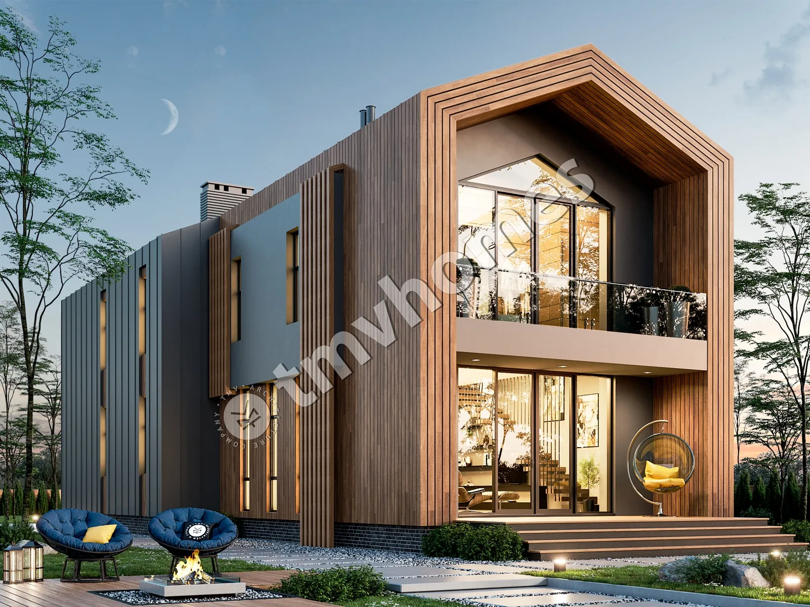 Namo projektas su mansarda 224 m²: 3 Miegamieji, Darbo kambarys, 3 Vonios, Atvira virtuvė, be Garažo