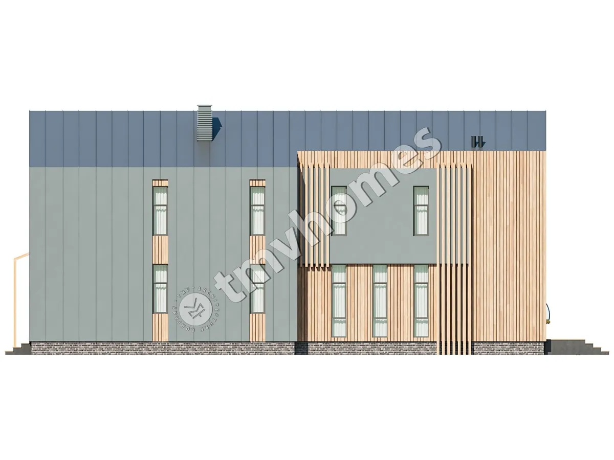 Namo projektas su mansarda 224 m²: 3 Miegamieji, Darbo kambarys, 3 Vonios, Atvira virtuvė, be Garažo