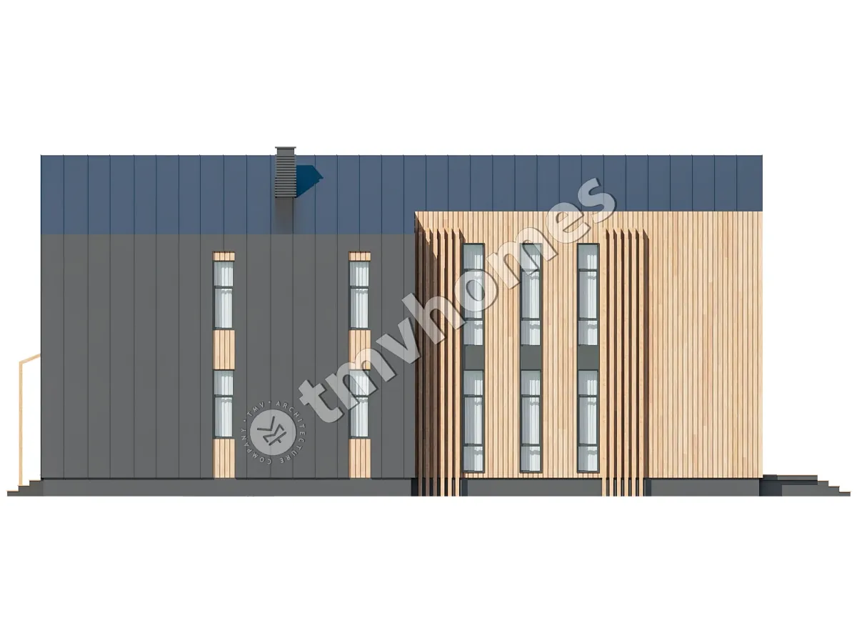 Namo projektas su mansarda 207 m²: 2 Miegamieji, Darbo kambarys, 2 Vonios, Atvira virtuvė, be Garažo