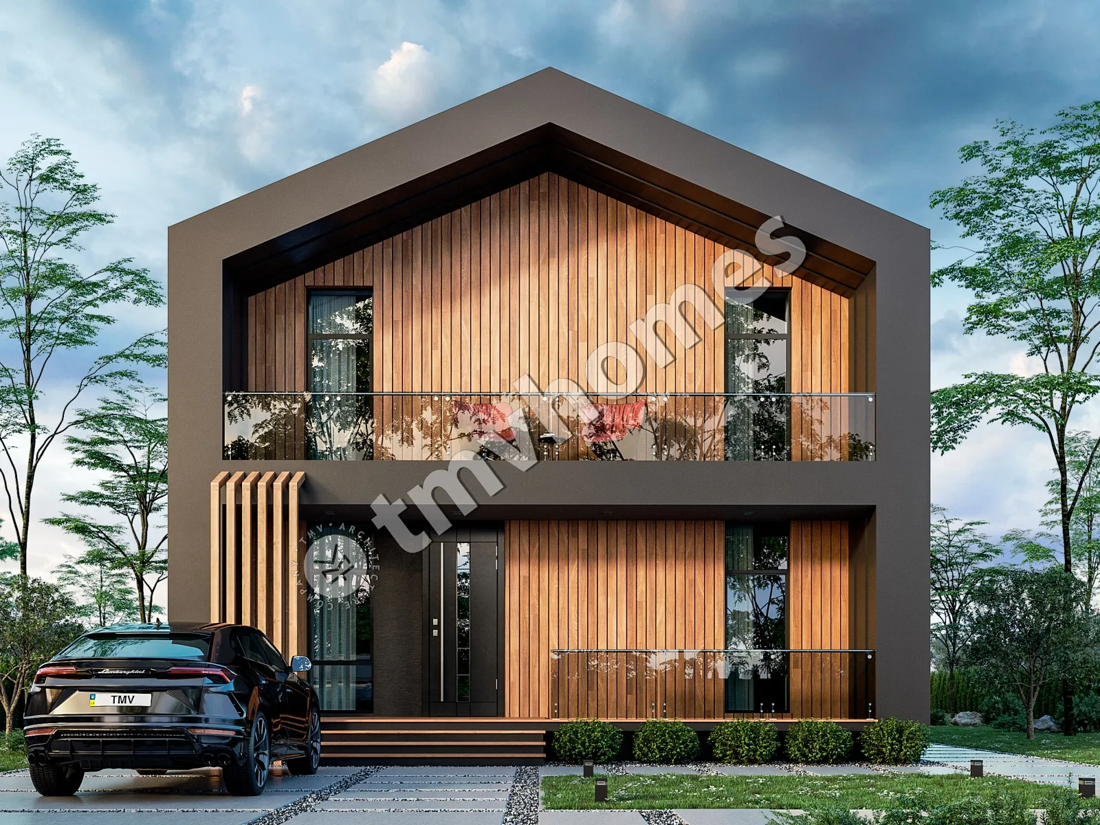 Namo projektas su mansarda 207 m²: 2 Miegamieji, Darbo kambarys, 2 Vonios, Atvira virtuvė, be Garažo