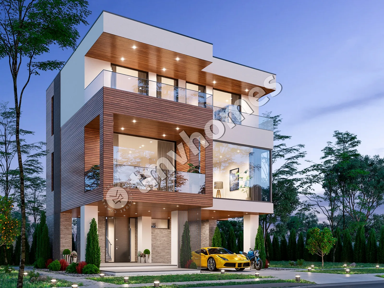Trijų aukštų namo projektas 144 m²: 3 Miegamieji, 3 Vonios, Atvira virtuvė, be Garažo