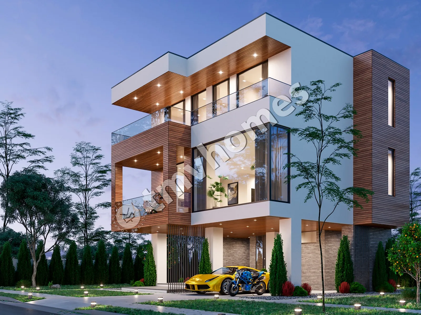 Trijų aukštų namo projektas 144 m²: 3 Miegamieji, 3 Vonios, Atvira virtuvė, be Garažo